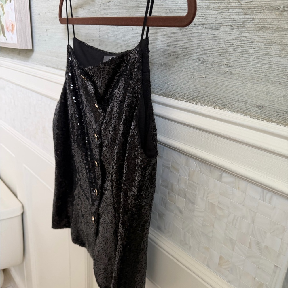 Medium Anthropologie Sunday in Brooklyn Sequin Square Neck Tank top button black - Picture 13 of 17